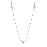 Les poulettes bijoux - sautoir argent 925 et cinq perles de quartz rose