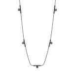 Les poulettes bijoux - sautoir argent oxyd� et 8 perles noires