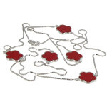 Les poulettes bijoux - sautoir chance argent 925 et corail