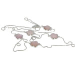 Les poulettes bijoux - sautoir chance argent 925 et nacre rose