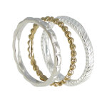 Les poulettes bijoux - set 3 bagues anneau de vagues argent 925, billes plaqu� or et