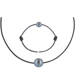 Les poulettes bijoux - set collier et bracelet lien la perle noire des poulettes - c