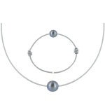 Les poulettes bijoux - set collier et bracelet lien la perle noire des poulettes - c