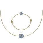 Les poulettes bijoux - set collier et bracelet lien la perle noire des poulettes - c