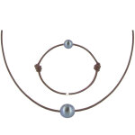 Les poulettes bijoux - set collier et bracelet lien la perle noire des poulettes - c