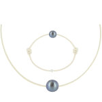 Les poulettes bijoux - set collier et bracelet lien la perle noire des poulettes - c