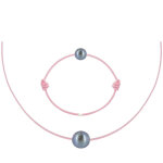 Les poulettes bijoux - set collier et bracelet lien la perle noire des poulettes - c