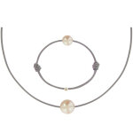 Les poulettes bijoux - set collier et bracelet lien la perle rose des poulettes - cl