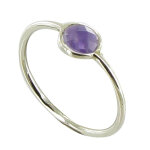 Les poulettes bijoux - v bague argent 925 demi - sph�re d'am�thyste - taille 52