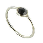 Les poulettes bijoux - v bague argent 925 demi - sph�re d'onyx noir - taille 56