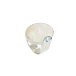 Les poulettes bijoux - v bague argent 925 nacre et topaze bleue - taille 50