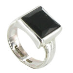 Les poulettes bijoux - v bague argent carr� d'onyx noir - taille 50