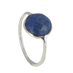 Les poulettes bijoux - v bague argent grande demi - sph�re facett�e de lapis lazuli