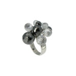 Les poulettes bijoux - v bague argent plan�tes de fleurs graphite et cristal - taill