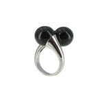 Les poulettes bijoux - v bague argent toi et moi onyx noir - taille 50