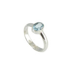 Les poulettes bijoux - v bague argent et sa topaze bleue ovale - taille 54