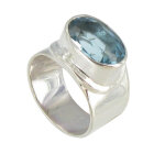 Les poulettes bijoux - v bague argent topaze ovale sertie - taille 60