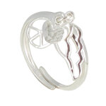 Les poulettes bijoux - v bague argent trois m�dailles aile d'ange, coeur, peace and
