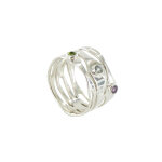 Les poulettes bijoux - v bague tube ajour�e, am�thyste, topaze, p�ridot - taille 48