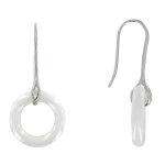 Les poulettes bijoux - v boucles d'oreilles argent anneau de c�ramique blanche