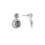 Les poulettes bijoux - v boucles d'oreilles argent atoll zirconium amethyste