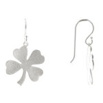 Les poulettes bijoux - v boucles d'oreilles argent bross� tr�fle � quatre feuilles