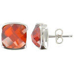 Les poulettes bijoux - v boucles d'oreilles argent et leur carr� de zirconium facet�