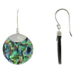 Les poulettes bijoux - v boucles d'oreilles argent cercle de nacre abalone