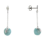 Les poulettes bijoux - v boucles d'oreilles argent chainette et pommes amazonite