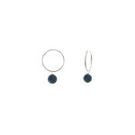 Les poulettes bijoux - v boucles d'oreilles argent cr�oles et boules � facettes bleu
