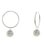 Les poulettes bijoux - v boucles d'oreilles argent cr�oles et boules � facettes cris