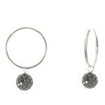 Les poulettes bijoux - v boucles d'oreilles argent cr�oles et boules � facettes gris