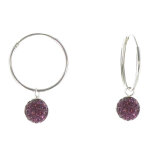 Les poulettes bijoux - v boucles d'oreilles argent cr�oles et boules � facettes lilas