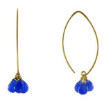 Les poulettes bijoux - v boucles d'oreilles argent dor� 3 gouttes de calc�doine bleu