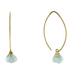 Les poulettes bijoux - v boucles d'oreilles argent dor� 3 gouttes de calc�doine verte