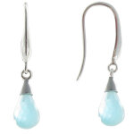 Les poulettes bijoux - v boucles d'oreilles argent goutte oeil de chat facett� turqu