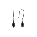 Les poulettes bijoux - v boucles d'oreilles argent goutte de zirconium facett� jais