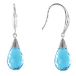 Les poulettes bijoux - v boucles d'oreilles argent goutte de zirconium facett�e turq