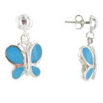 Les poulettes bijoux - v boucles d'oreilles argent papillon r�sine turquoise