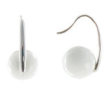 Les poulettes bijoux - v boucles d'oreilles argent une perle d'agate blanche facet�e