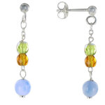 Les poulettes bijoux - v boucles d'oreilles argent perles � facettes orange et verte