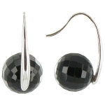 Les poulettes bijoux - v boucles d'oreilles argent une perle d'onyx facett�e