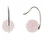 Les poulettes bijoux - v boucles d'oreilles argent une perle de quartz rose facet�e
