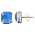 Les poulettes bijoux - v boucles d'oreilles argent et son carr� oeil de chat facet�e