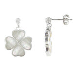 Les poulettes bijoux - v boucles d'oreilles argent tr�fle de nacre ivoire