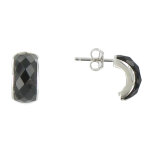 Les poulettes bijoux - v boucles d'oreilles clous demi - lune et onyx noir