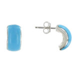 Les poulettes bijoux - v boucles d'oreilles clous demi - lune et zirconium turquoise