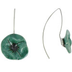 Les poulettes bijoux - v boucles d'oreilles coquelicot c�ramique verte et m�tal