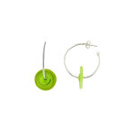Les poulettes bijoux - v boucles d'oreilles cr�oles argent p�te de verre vert granny