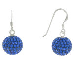 Les poulettes bijoux - v boucles d'oreilles crochet argent et boule � facettes bleu